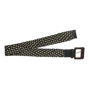 ZARA WOMEN'S WIDE ACETATE BUCKLE BELT BLACK WHITE SIZE 34